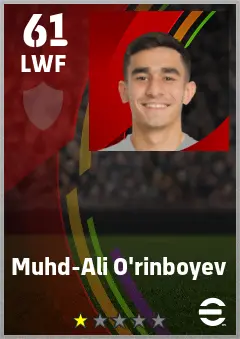 Muhd-Ali O rinboyev eFootball 2026 player card — 61 OVR LWF