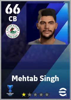 Mehtab Singh eFootball 2026 player card — 66 OVR CB