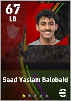 Saad Yaslam Balobaid eFootball 2026 player card — 67 OVR LB