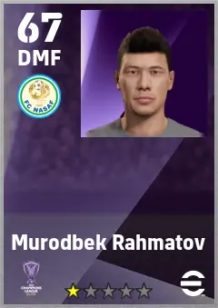 Murodbek Rahmatov eFootball 2026 player card — 67 OVR DMF