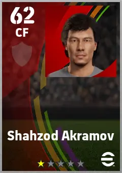 Shahzod Akramov eFootball 2026 player card — 62 OVR CF