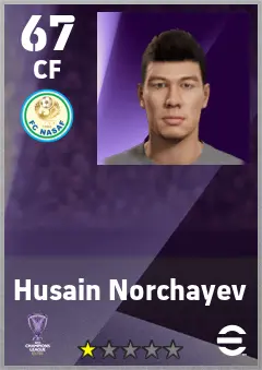 Husain Norchayev eFootball 2026 player card — 67 OVR CF
