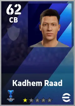 Kadhem Raad eFootball 2026 player card — 62 OVR CB