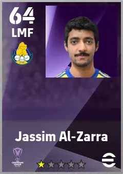 Jassim Al-Zarra eFootball 2026 player card — 64 OVR LMF