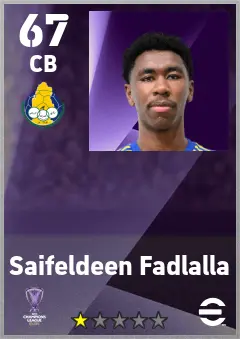 Saifeldeen Fadlalla eFootball 2026 player card — 67 OVR CB