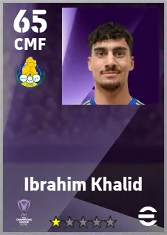 Ibrahim Khalid eFootball 2026 player card — 65 OVR CMF