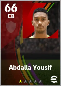 Abdalla Yousif eFootball 2026 player card — 66 OVR CB