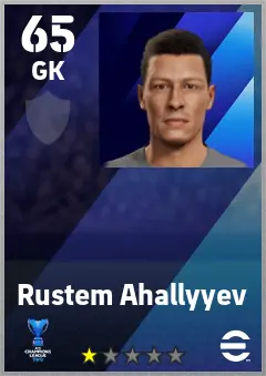 Rustem Ahallyyev eFootball 2026 player card — 65 OVR GK
