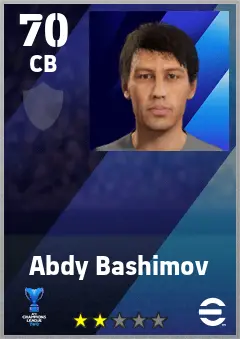 Abdy Bashimov eFootball 2026 player card — 70 OVR CB