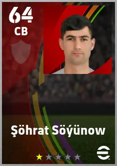 Sohrat Soyunow eFootball 2026 player card — 64 OVR CB