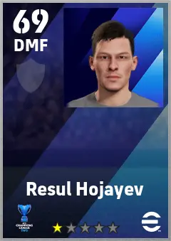 Resul Hojayev eFootball 2026 player card — 69 OVR DMF