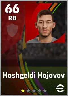 Hoshgeldi Hojovov eFootball 2026 player card — 66 OVR RB