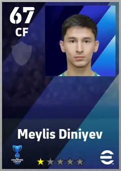 Meylis Diniyev eFootball 2026 player card — 67 OVR CF