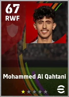 Mohammed Al Qahtani eFootball 2026 player card — 67 OVR RWF