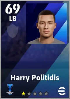 Harry Politidis eFootball 2026 player card — 69 OVR LB