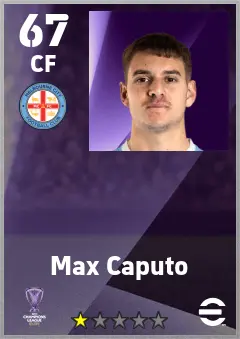 Max Caputo eFootball 2026 player card — 67 OVR CF