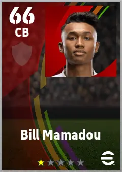Bill Mamadou eFootball 2026 player card — 66 OVR CB