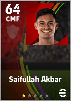 Saifullah Akbar eFootball 2026 player card — 64 OVR CMF