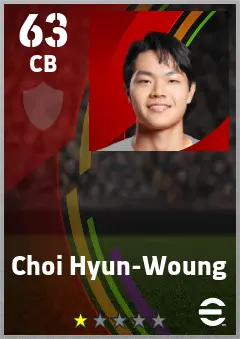 Choi Hyun-Woung eFootball 2026 player card — 63 OVR CB