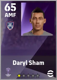 Daryl Sham eFootball 2026 player card — 65 OVR AMF