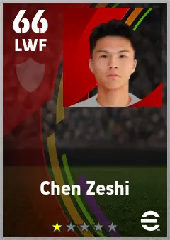 Chen Zeshi eFootball 2026 player card — 66 OVR LWF