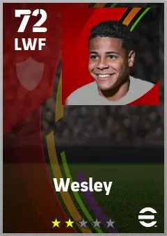Wesley eFootball 2026 player card — 72 OVR LWF