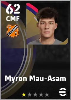 Myron Mau-Asam eFootball 2026 player card — 62 OVR CMF