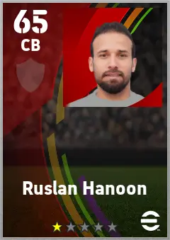 Ruslan Hanoon eFootball 2026 player card — 65 OVR CB