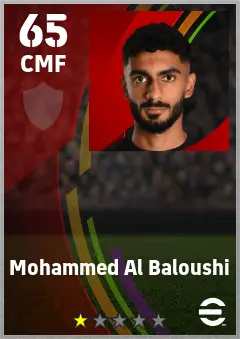 Mohammed Al Baloushi eFootball 2026 player card — 65 OVR CMF