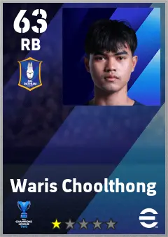 Waris Choolthong eFootball 2026 player card — 63 OVR RB