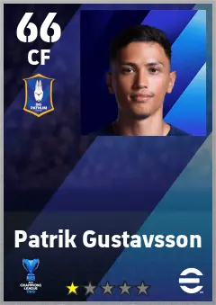 Patrik Gustavsson eFootball 2026 player card — 66 OVR CF