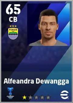 Alfeandra Dewangga eFootball 2026 player card — 65 OVR CB