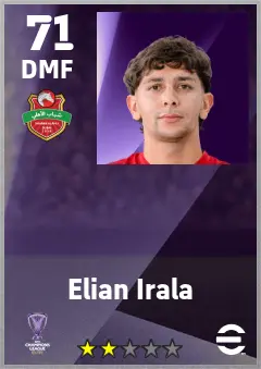 Elian Irala eFootball 2026 player card — 71 OVR DMF