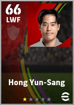 Hong Yun-Sang eFootball 2026 player card — 66 OVR LWF