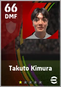 Takuto Kimura eFootball 2026 player card — 66 OVR DMF