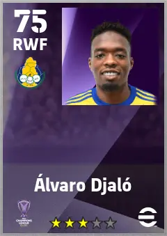 Alvaro Djalo eFootball 2026 player card — 75 OVR RWF