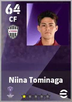 Niina Tominaga eFootball 2026 player card — 64 OVR CF