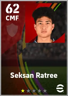 Seksan Ratree eFootball 2026 player card — 62 OVR CMF
