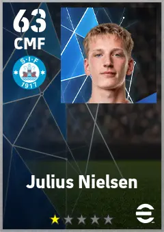 Julius Nielsen eFootball 2026 player card — 63 OVR CMF
