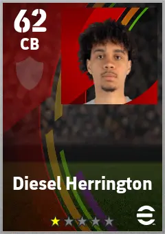 Diesel Herrington eFootball 2026 player card — 62 OVR CB
