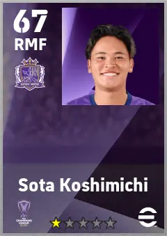 Sota Koshimichi eFootball 2026 player card — 67 OVR RMF