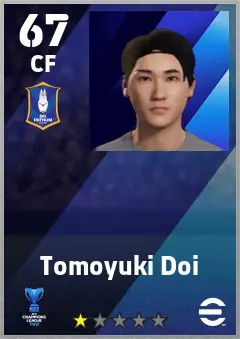 Tomoyuki Doi eFootball 2026 player card — 67 OVR CF