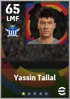 Yassin Tallal eFootball 2026 player card — 65 OVR LMF