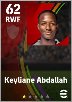 Keyliane Abdallah eFootball 2026 player card — 62 OVR RWF