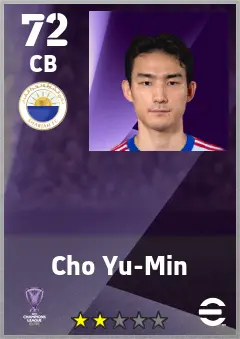Cho Yu-Min eFootball 2026 player card — 72 OVR CB