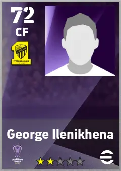 George Ilenikhena eFootball 2026 player card — 72 OVR CF