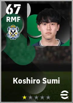 Koshiro Sumi eFootball 2026 player card — 67 OVR RMF