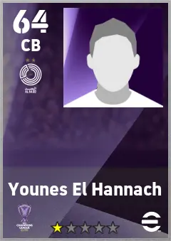 Younes El Hannach eFootball 2026 player card — 64 OVR CB