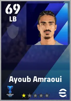 Ayoub Amraoui eFootball 2026 player card — 69 OVR LB