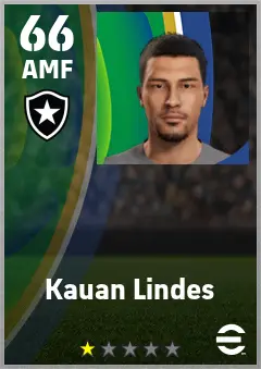 Kauan Lindes eFootball 2026 player card — 66 OVR AMF